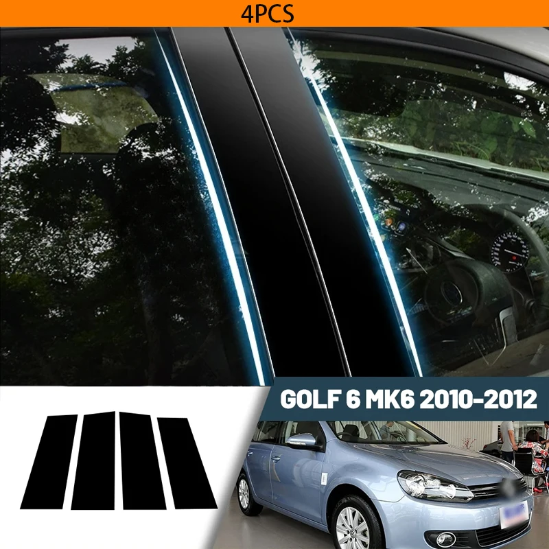 

Glossy Black Carbon Fiber Window Door Deal B C Pillar Post Cover Sticker For Volkswagen GOLF 6 VI MK6 2010-2012 2011
