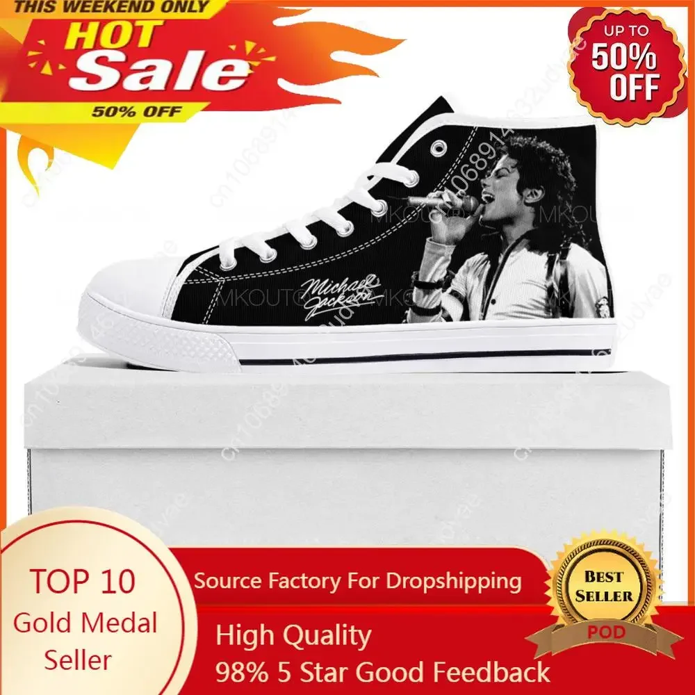 Michael Jackson Pop Singer Dancer High Top High Quality Sneakers Mens Womens Teenager Canvas Sneaker Couple Shoe Custom Shoe