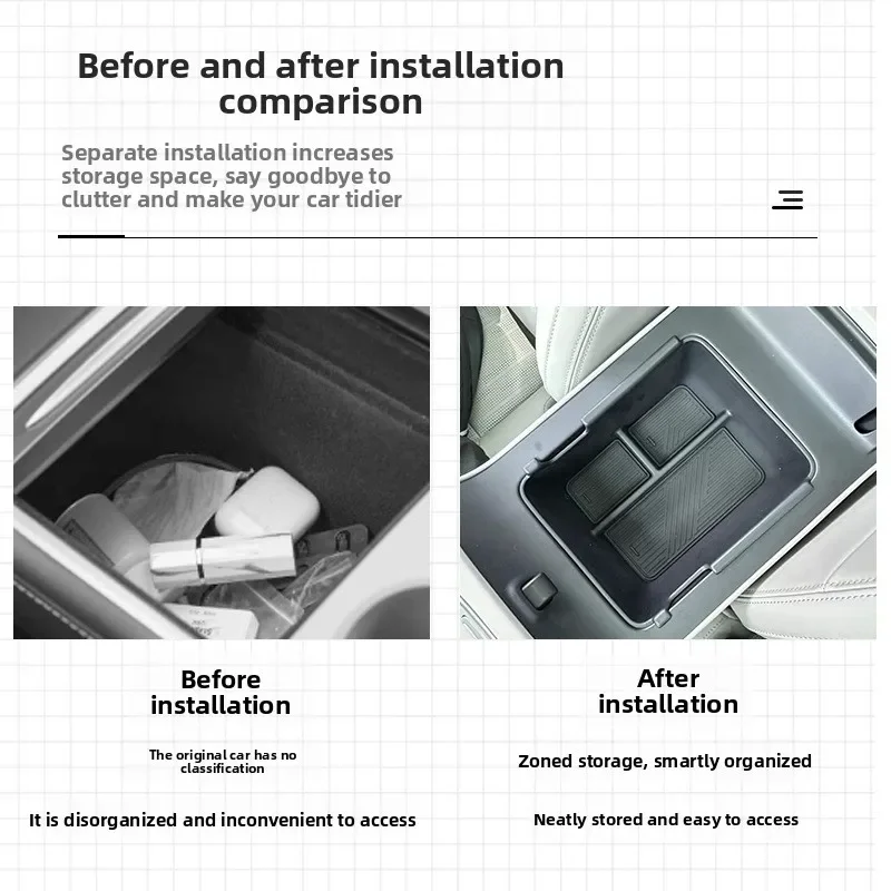 Center Console Lower Storage Box for Leapmotor B10 2025-2026 Drop-in Organizer Tray with Non-Slip Pad ABS/TPE, No Tools Required
