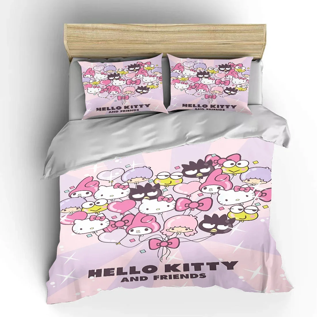 

Sanrio All Character 3pcs Bedding Set Fluffy Cartoon Comforter Cover Soft Kids US Twin King Queen Size Bedding Set Baby Bedcloth