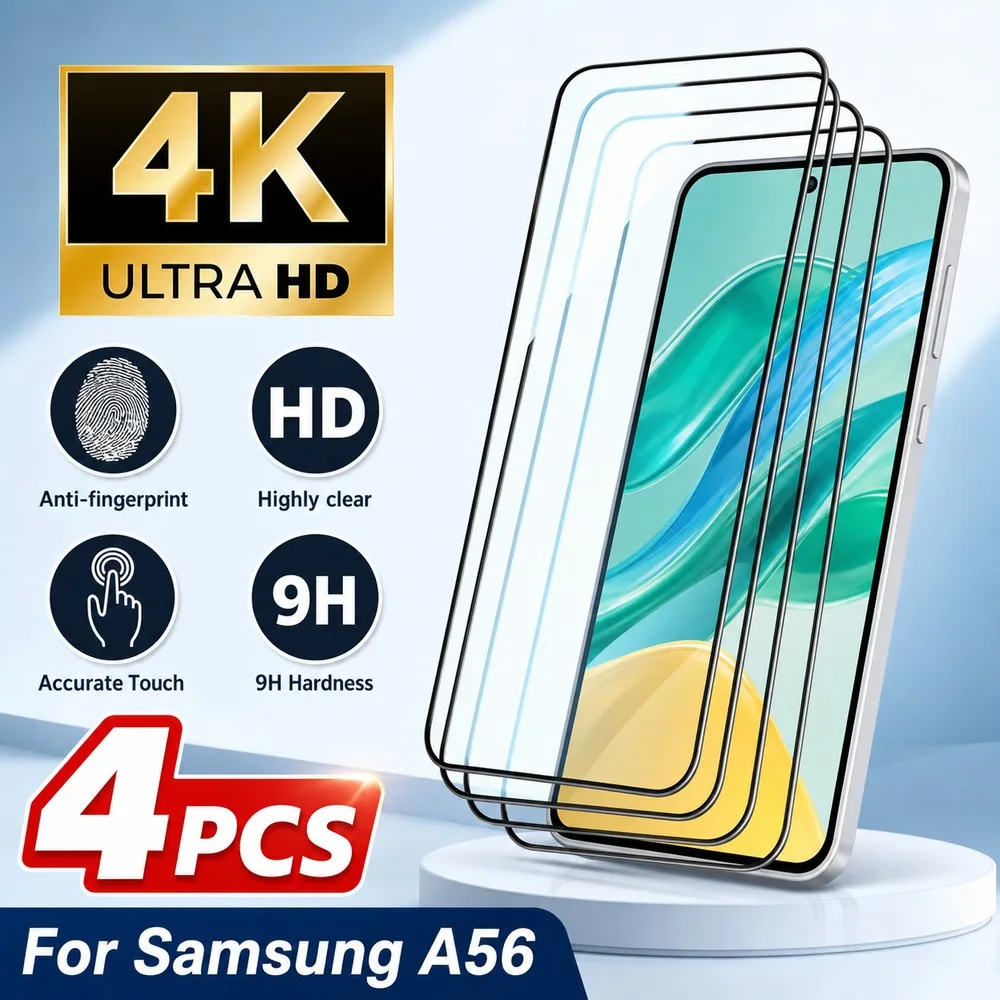 4PCS Tempered Glass For Samsung Galaxy A15 A16 A17 A25 A26 A27 Screen Protector For Samsung Galaxy A35 A36 A52 A53 5G A54 A55