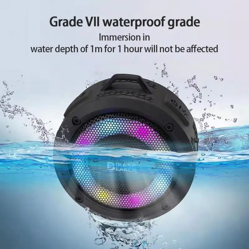 2023 Outdoor Riding Waterproof Bluetooth-compatible Wireless Speaker RGB Colorful Luminous High-power Subwoofer Speaker