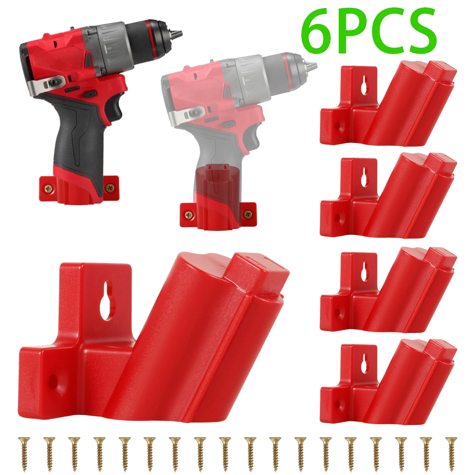 

6 Pcs Power Tool Battery Mount Holder Wall Mount Compatible Drill Hanger Tool Storage Rack Bracket Organization