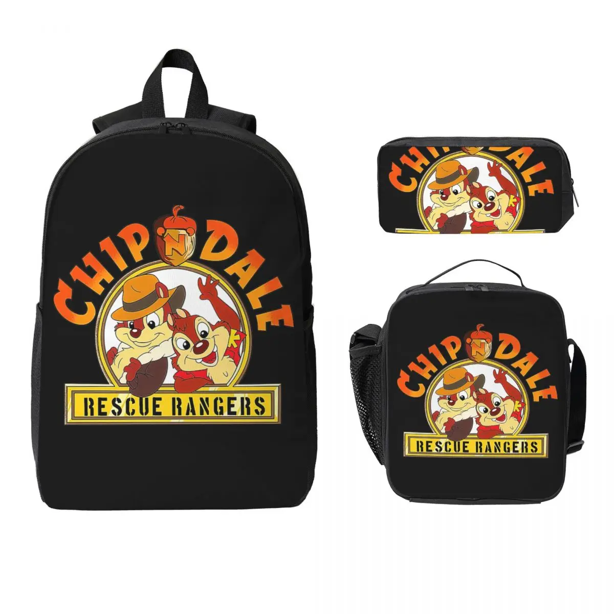 

Chip 'N' Dale Park Life Backpack Student Boys Girls BookBag School Bag Laptop Shoulder Bags 3ps Insulated Lunch Bag Pencil Case