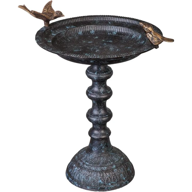 Hummingbird Bird Baths for Outdoors Heavy Duty | Metal Bird Bath Bowl with Stand | Ground Standing Bird Bath and Feeder