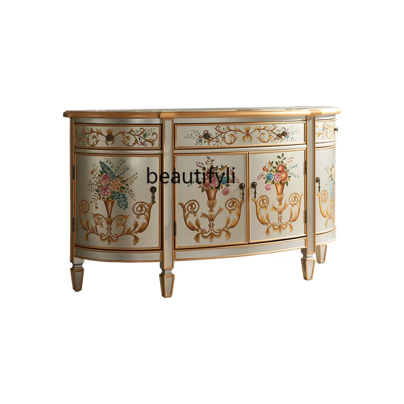 

American-style living room painted sideboard entry entrance cabinet light luxury style multi-functional aisle storage cabinet