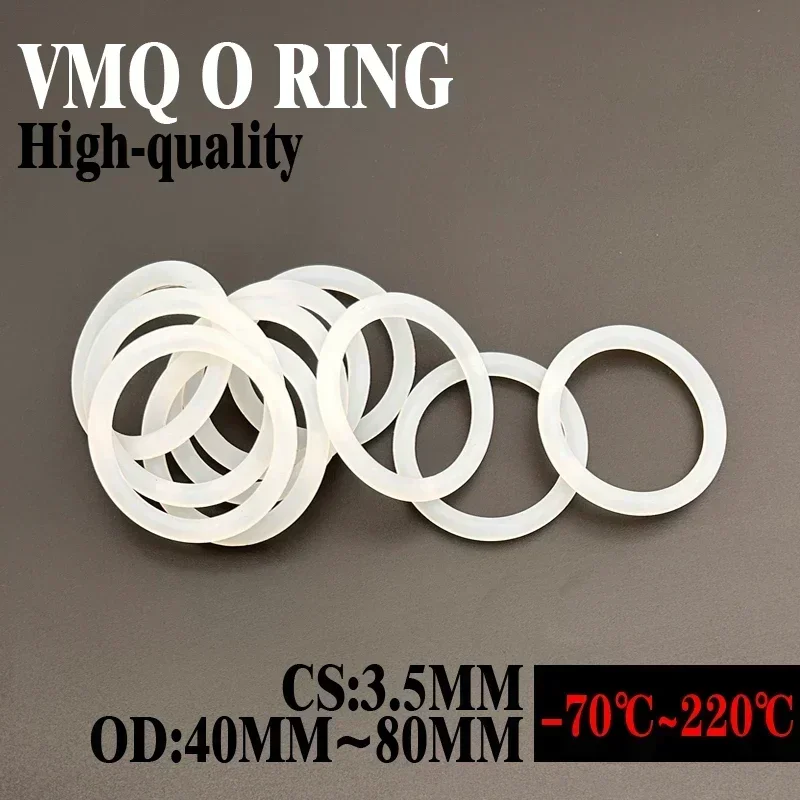 

20Pcs Silicone Ring Gaskets CS 3.5mm OD 40mm ~ 80mm VMQ White Food Grade Waterproof Washer Rubber Silicone Gaskets Rubber O-Ring