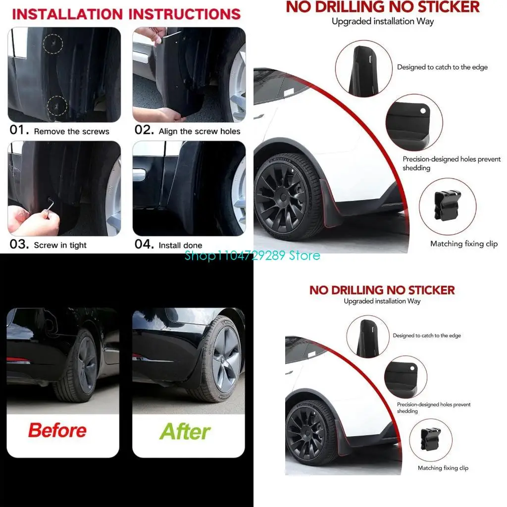 

D8KE Automobile Accessories Mudguards Splash- Guards Mudflaps Front Rear Protector for 2021 Big Edition