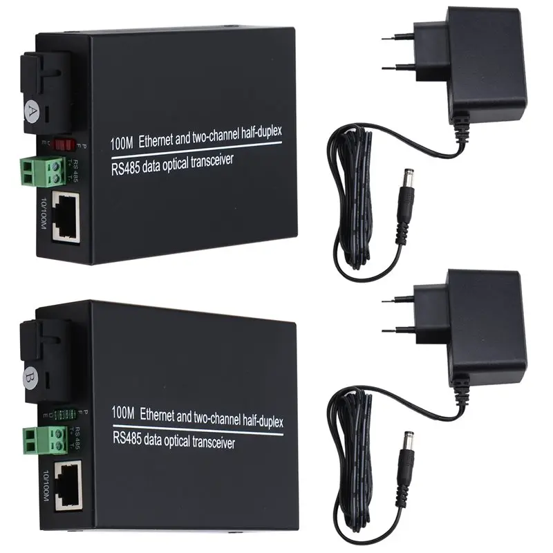 AT82-RS485 محول موسع البيانات عبر جهاز إرسال واستقبال الألياف الضوئية، زوج واحد بما في ذلك 10/100 ميجابت في الثانية إيثرنت SM SX EU PLUG