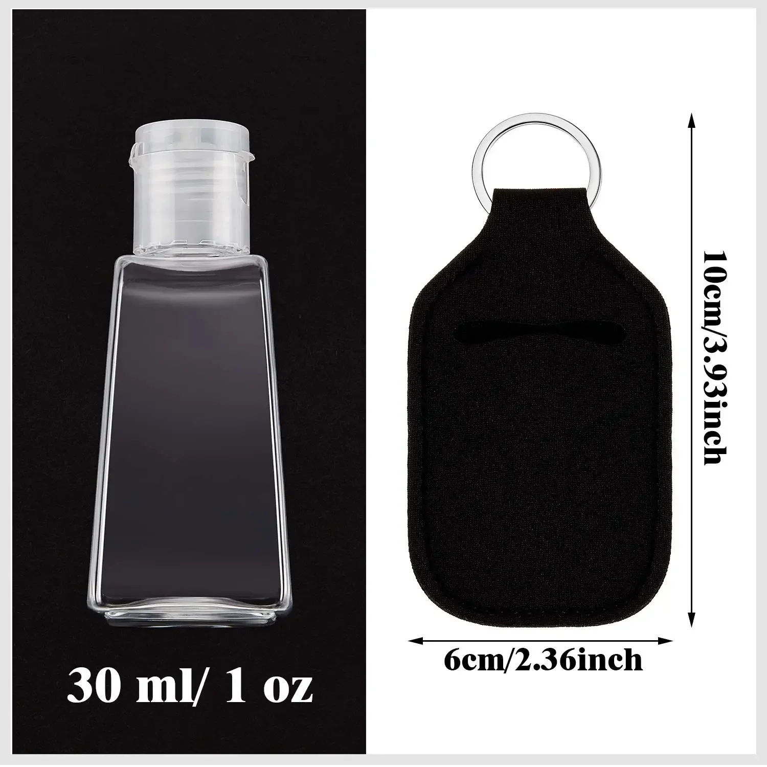 5set Hand Sanitizer Bottle Keychain Holder ,Travel Refillable Empty Bottles ,Reusable Flip Cap Soap Containers with Keyring