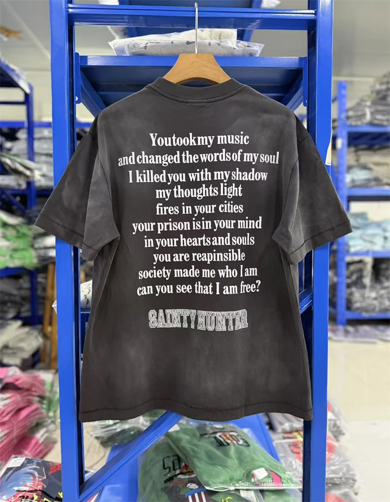 SAINT Mx6 SS26 Cartoon Printed Round Neck Washed Vintage Short Sleeved High Street Casual Loose Cotton Versatile T-shirt