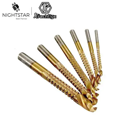 6 Pcs Titanium-Coated HSS Drill Bits Krachtige