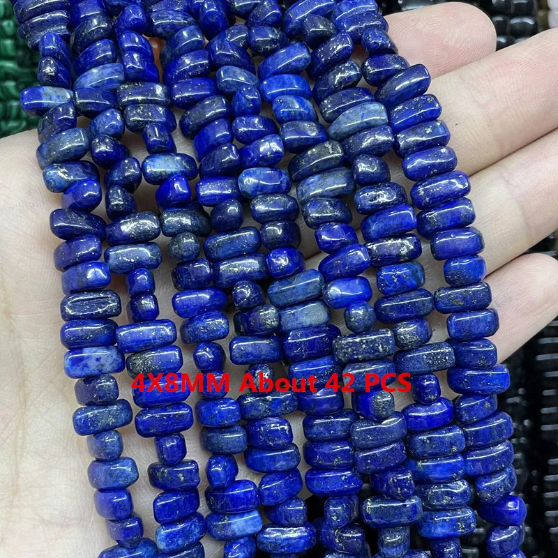 Natürliche Lapislazuli Runde Rohr Facettierte Lose Spacer Stein Perlen Für Schmuck Machen DIY Handgemachte Armbänder Halskette Zubehör