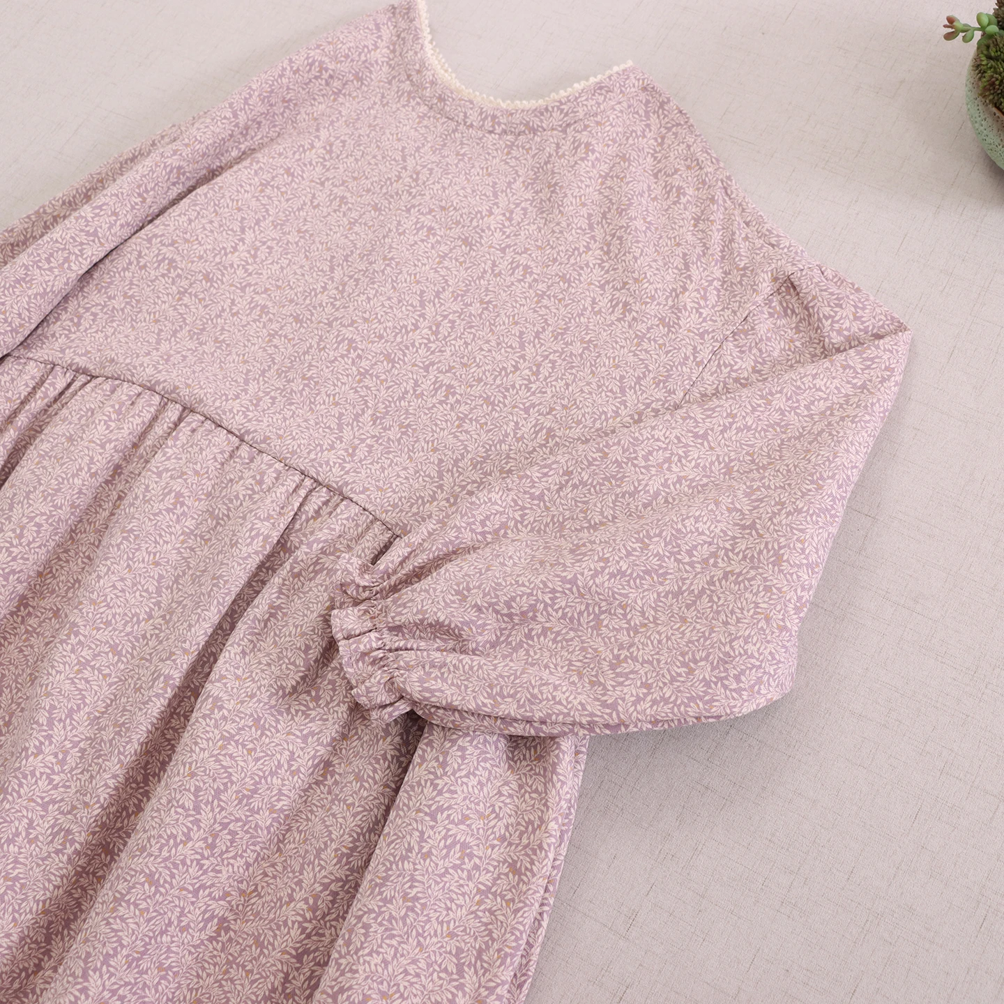 Abito a trapezio in cotone stampato floreale vintage giapponese Mori Girl Abito longuette retrò allentato casual autunno o-collo a maniche lunghe