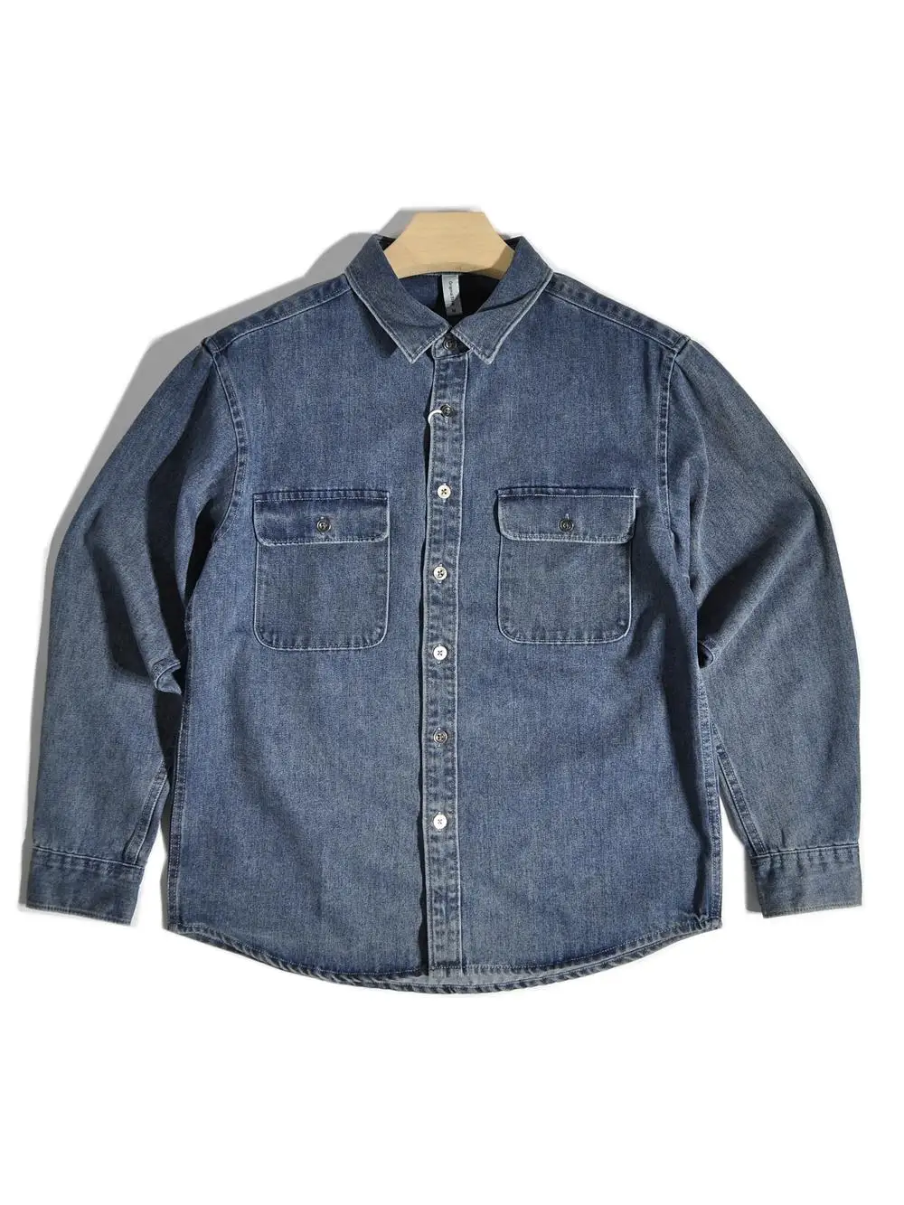 

Retro American Hong Kong Sle Waed Denim irt Casual Loose Workwear ket Design Outerwear for Young Men Autumn Wear