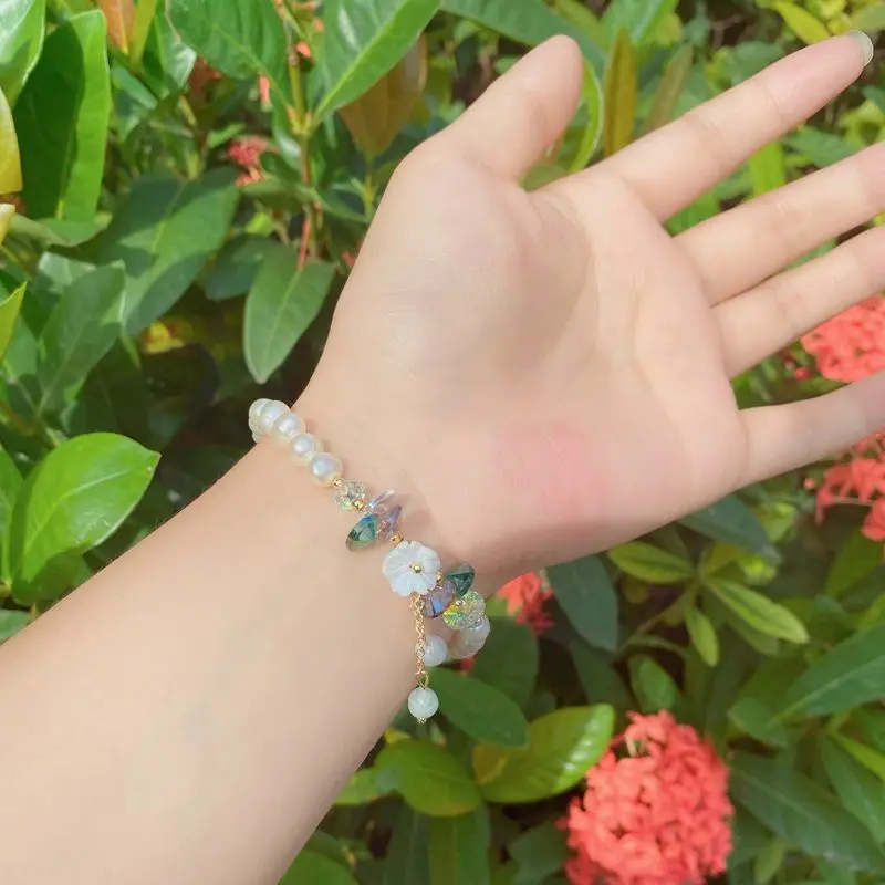 100% Natural Freshwater Pearl Elegant Colorful Crystal 14K Gold Filled Ladies Bracelet Promotion Jewelry For Women Cheap Gifts