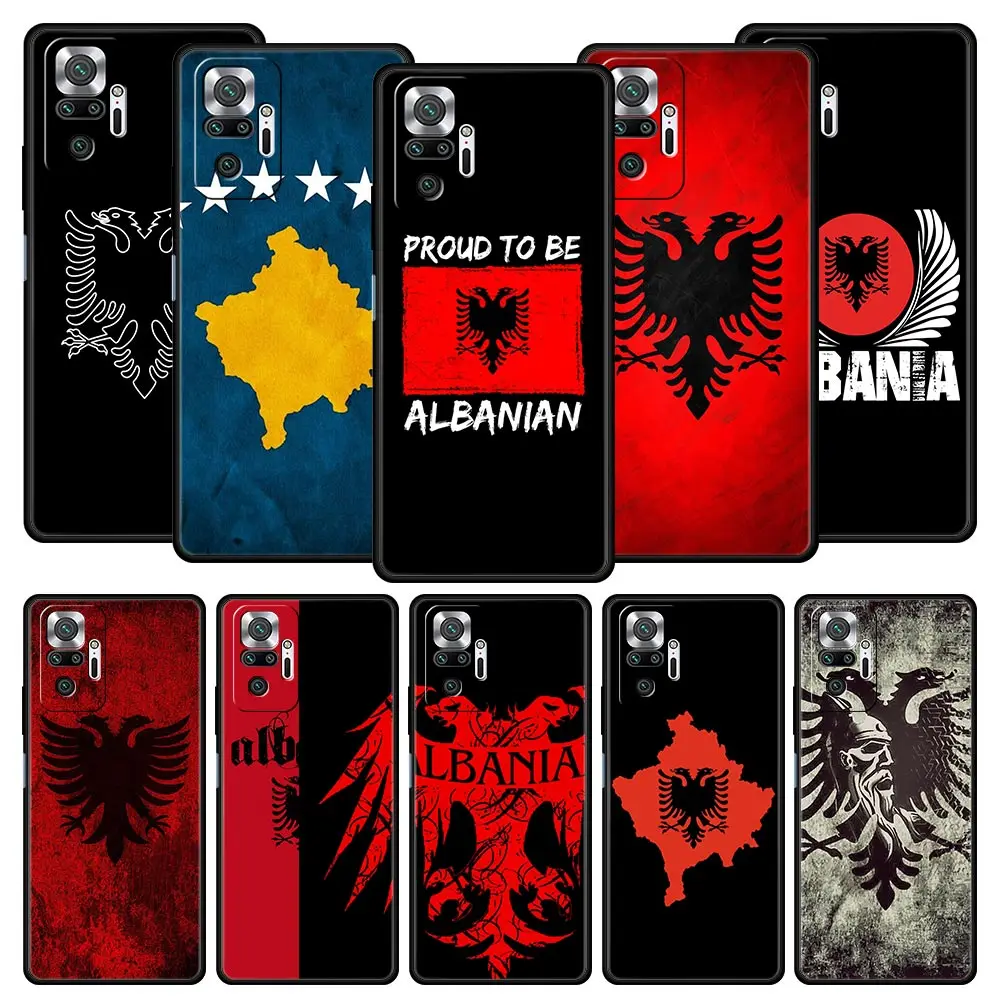 Albania Albanians Flag For Xiaomi Redmi Note 12 5G Phone Case 10C 10 11 9 8 Pro Plus 9S 7 8T 9T 9A 8A 9C K50 K40 Gaming Cover