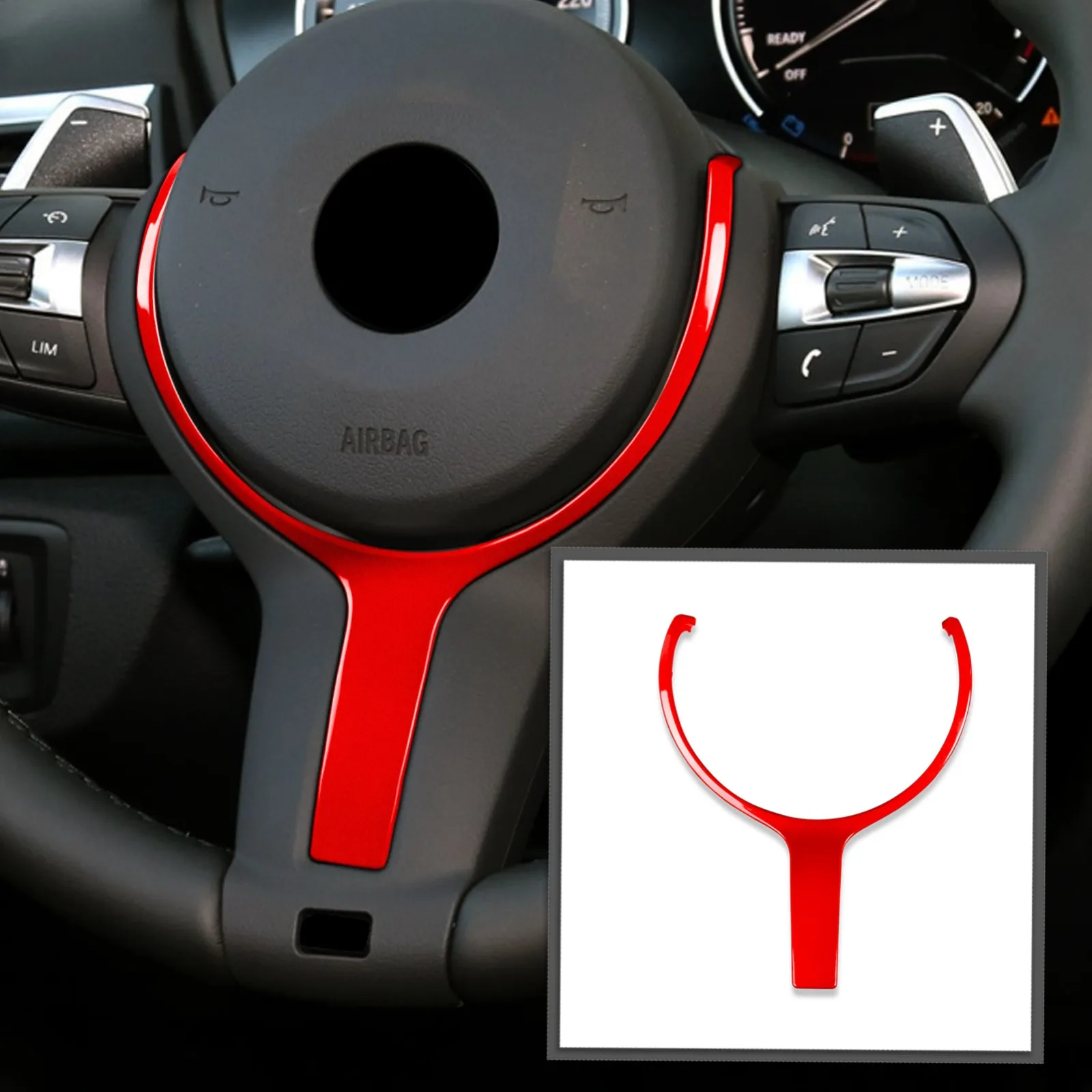 

Red ABS Steering Wheel Trim Replacement For BMW F30 F31 F32 F12 F13 2-Series F22 M-sport
