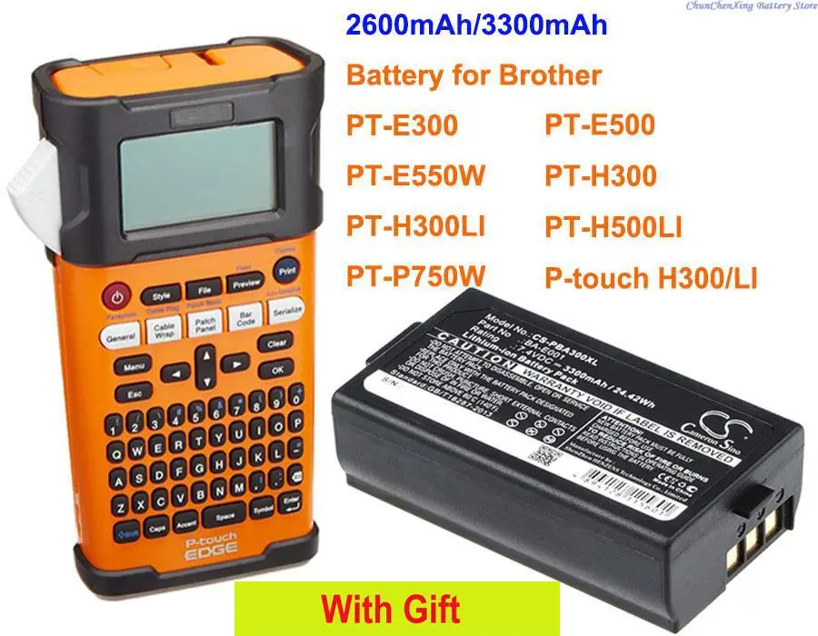2600mAh/3300mAh Battery BA-E001 for Brother PT-E300, PT-E500, PT-E550W, PT-H300, PT-H500LI,PT-P750W,P-touch H300/LI