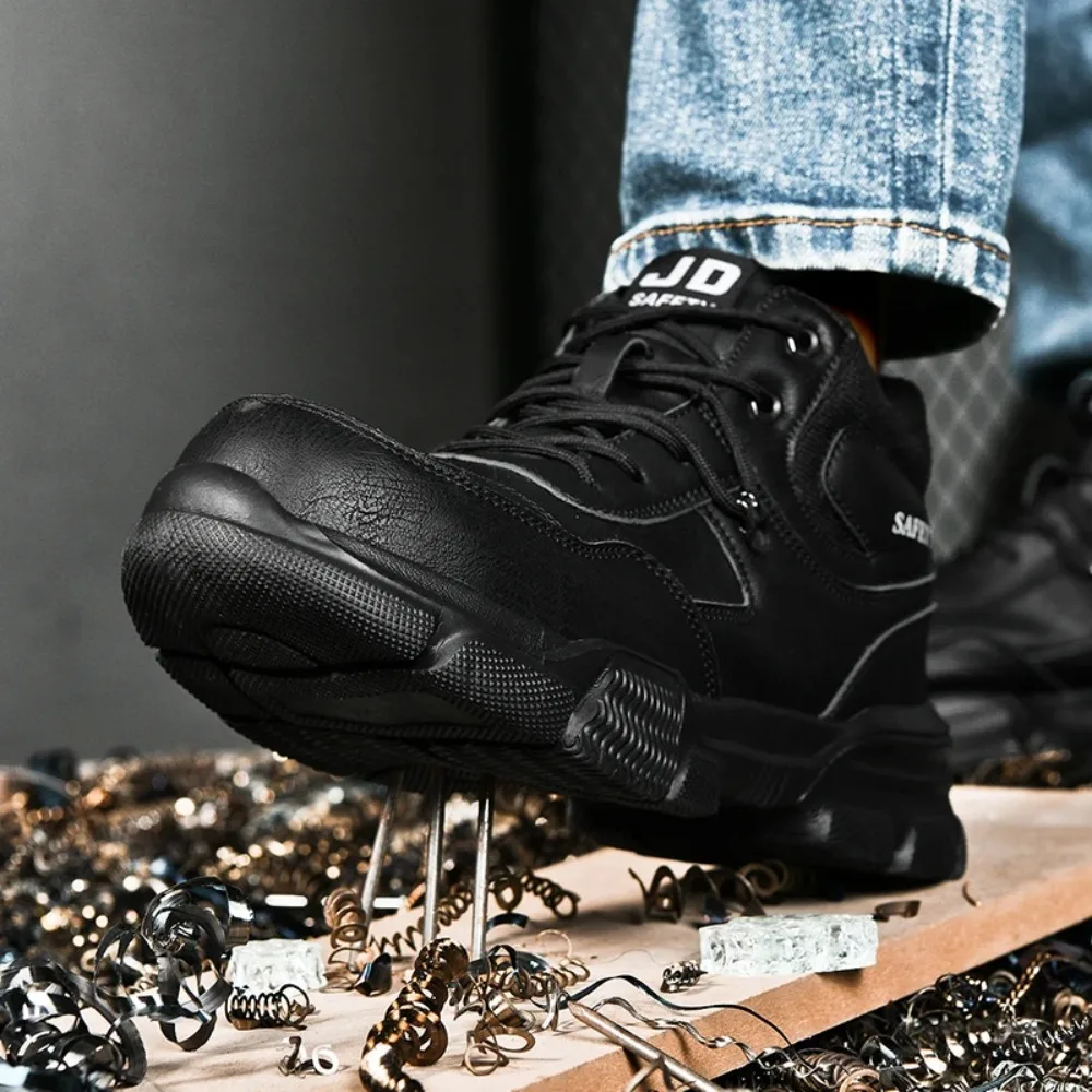 Man Safety Shoes Puncture-Proof Work Sneaker Waterproof Work Shoes Steel Toe Shoes Safety Boots Indestructible Shoes Lightweight