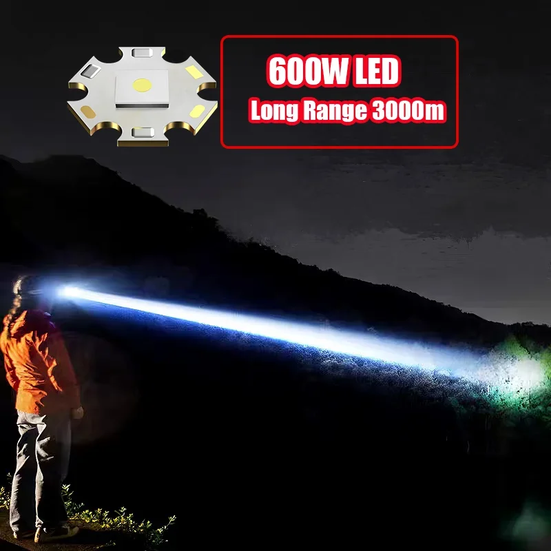 2024 High Power Led Headlamp Super Bright Large Aperture Head Flashlights Ultra Powerful 600W Long Shot 3000m Hunting Head Torch