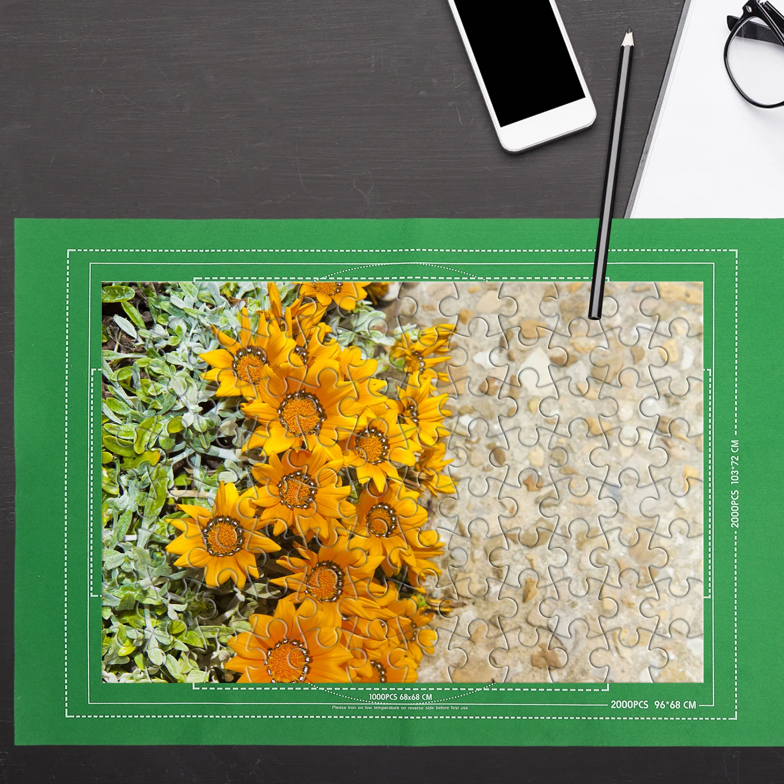 1 Juego de 2000 piezas de estera de almacenamiento de rompecabezas, rollo de manta de fieltro, estera más grande, Control de tubo inflable, manta de almacenamiento de rompecabezas de firmeza