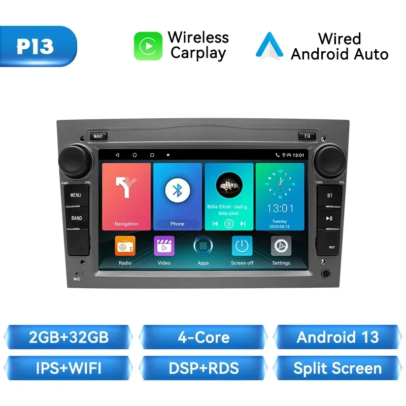 XONRICH 8G + 128G Draadloze Carplay Android 14 Auto Autoradio Voor Opel Astra H G J Antara Vectra C B Vivaro Corsa C D Zafira B Stere
