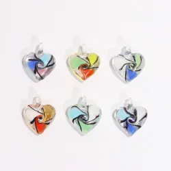 Spiral Flower Pendant Fit Necklace Wholesale 6pcs Handmade Murano Lampwork Glass Mix Color Jewelry Gifts Wow