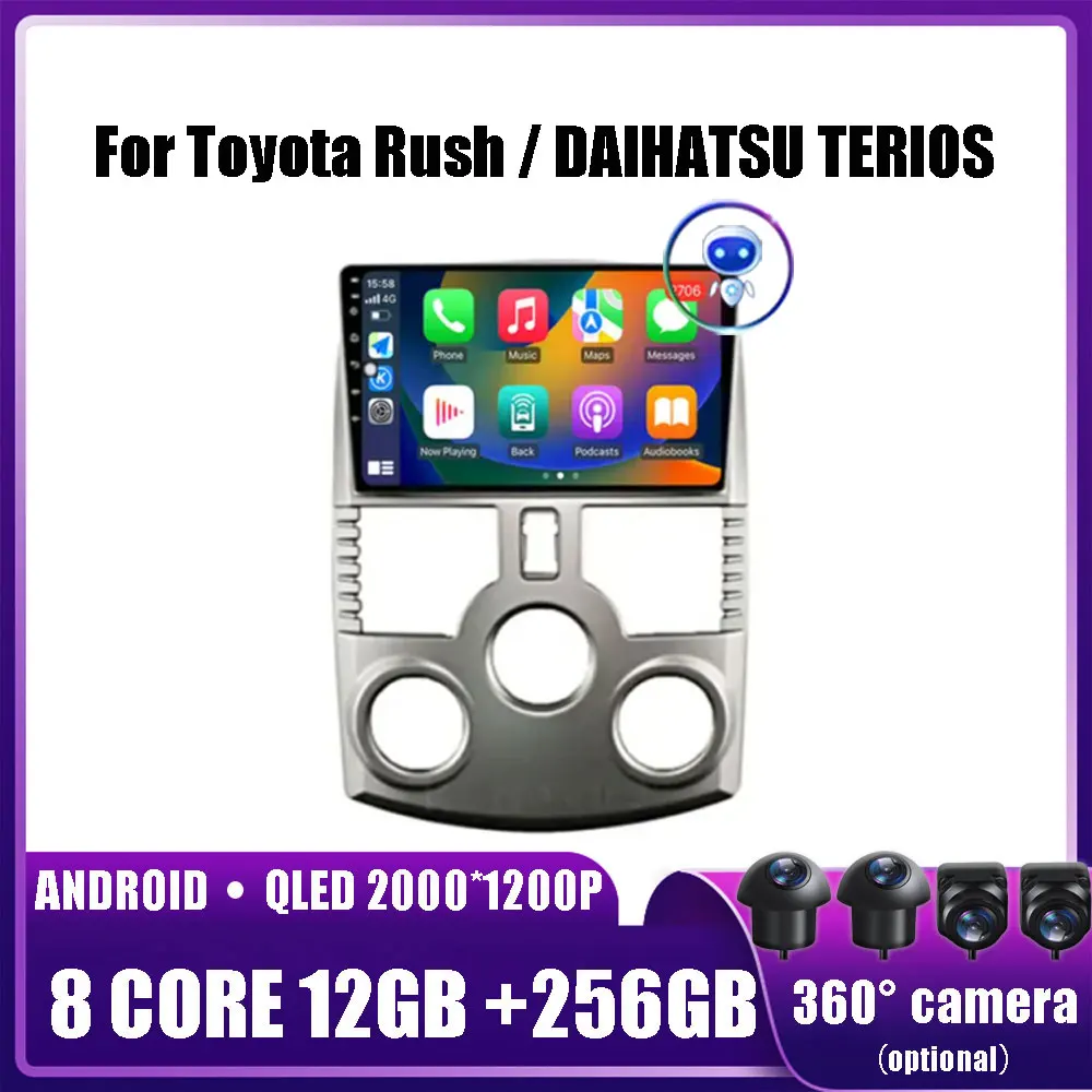 

For Toyota Rush / DAIHATSU TERIOS Android 14 Car Radio QLED DSP 1280*720 Multimedia Video Player GPS Navi Stereo DVD HU