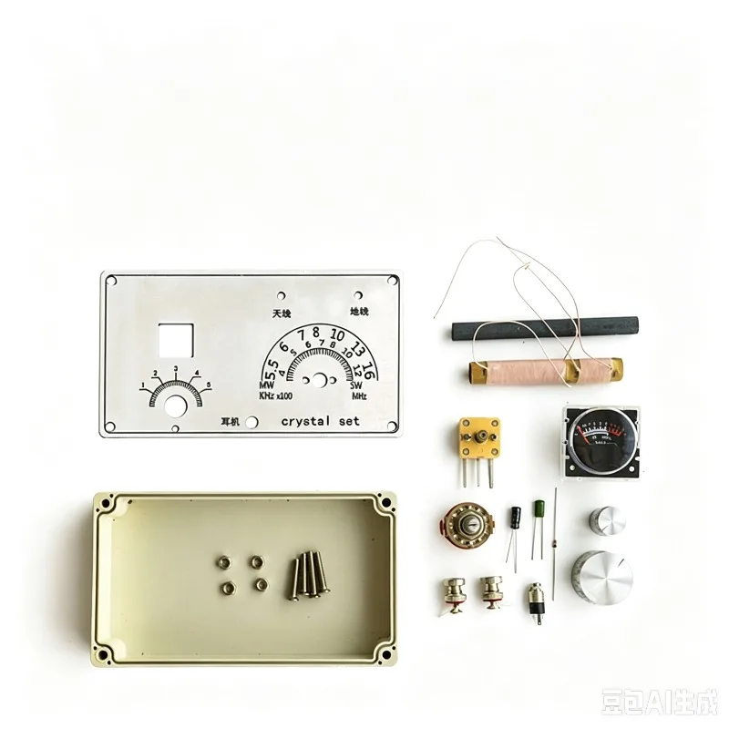 小型で美しい鉱山用ラジオ、時計型ヘッド付き、鉱山機械diy組み立てキット（高抵抗イヤホンは含まれていません）