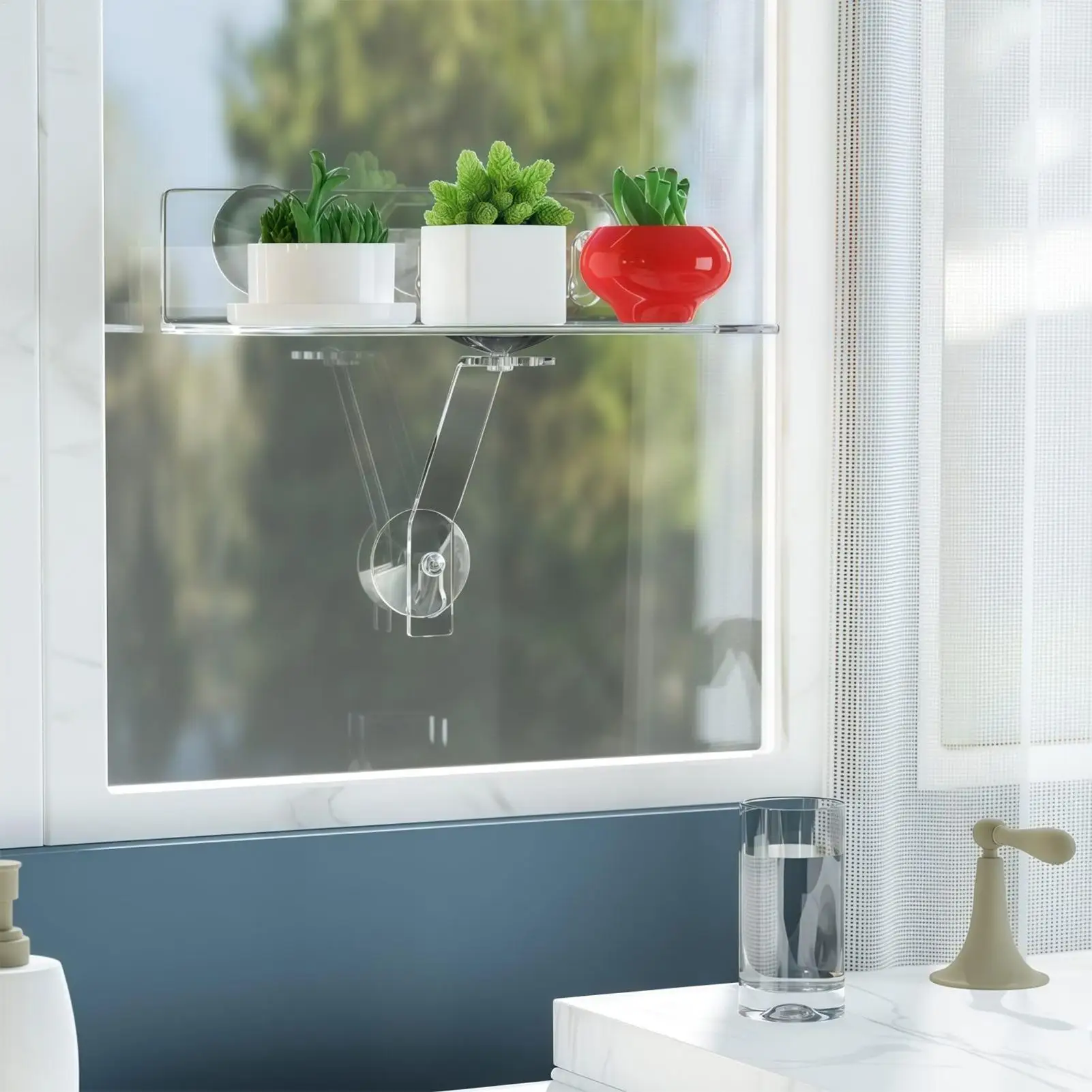 

Полка для растений, внутренняя, 2 предмета, прозрачная присоска, настенная, оконная, подставка для растений, настенная полка для наружного дома, спальни, ванной комнаты, кухни, уголок