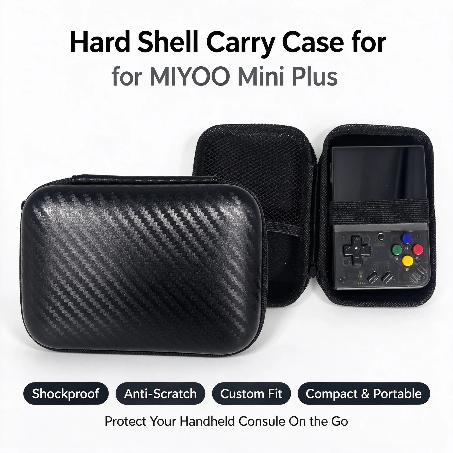 EVA Portable Travel Bag, Multi-functional, Waterproof & Wear-resistant, Compatible with Miyoo Mini Plus and ANBERNIC RG35XX