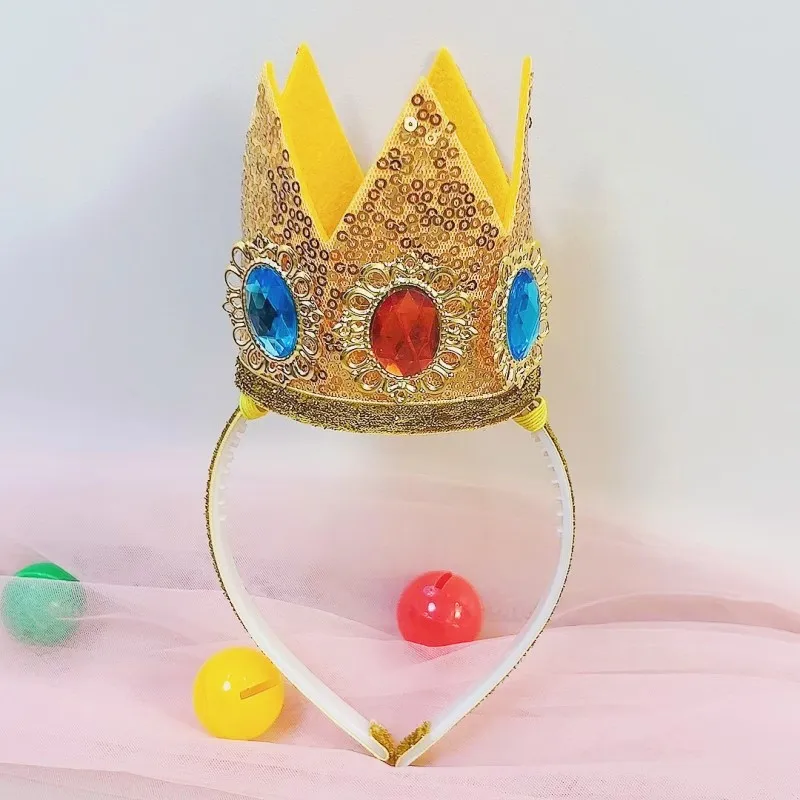 Super Mario Princess Peach Crown Toys Girls Stage Cosplay Dress Up Props Royal Headdress Peach Mario Anime Peripheral Toys Gift