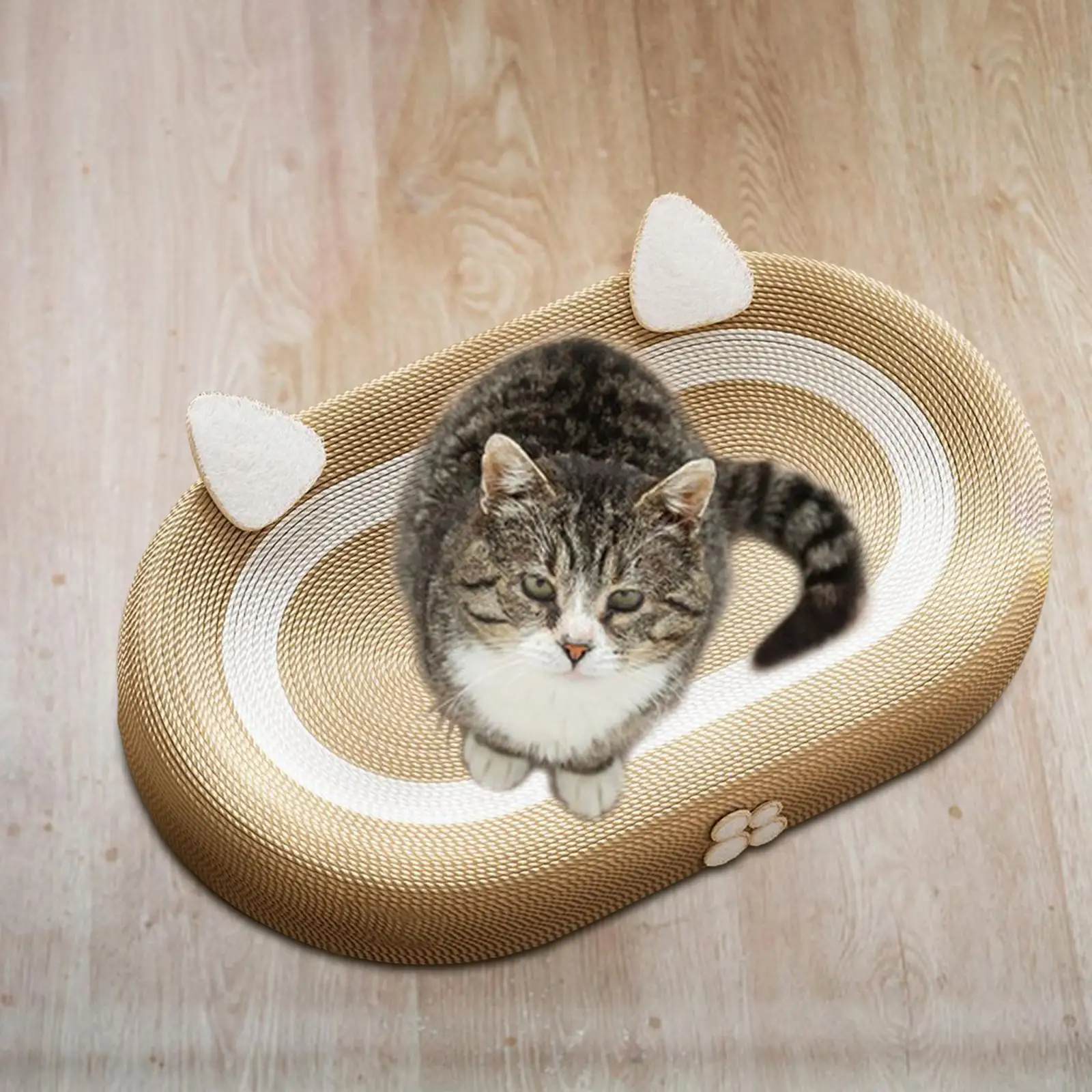 Sisal Cat Scratcher Furniture Protector Behavior Cat Scratching Board Oval Cat Scratching Bed for Carpet Furniture Indoor Lounge