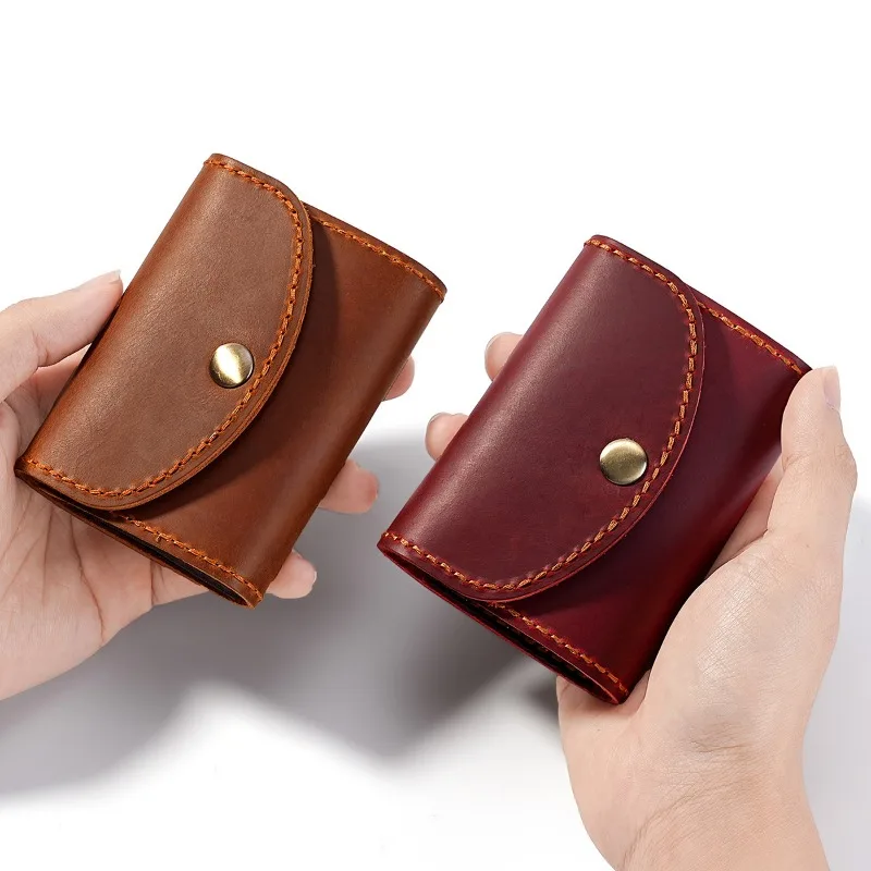 

Women's Crazy Horse Leather Accordion Card Holder, Vintage Genuine Leather Snap Closure Wallet with 12 Card Slots,Large Capacity