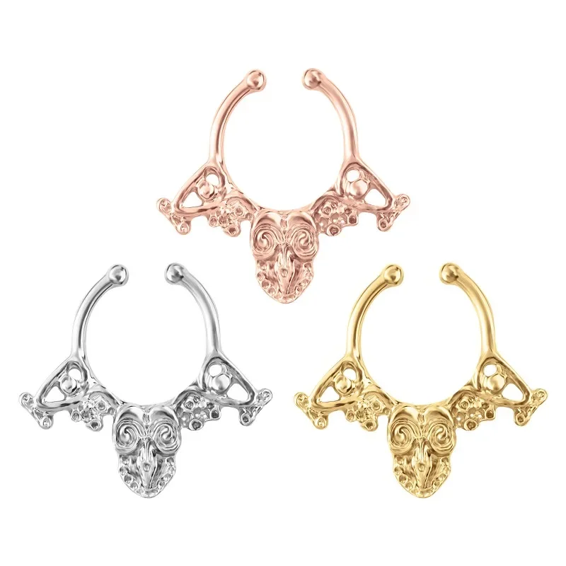 

New stainless steel skull fake nose ring nose clip body piercing jewelry