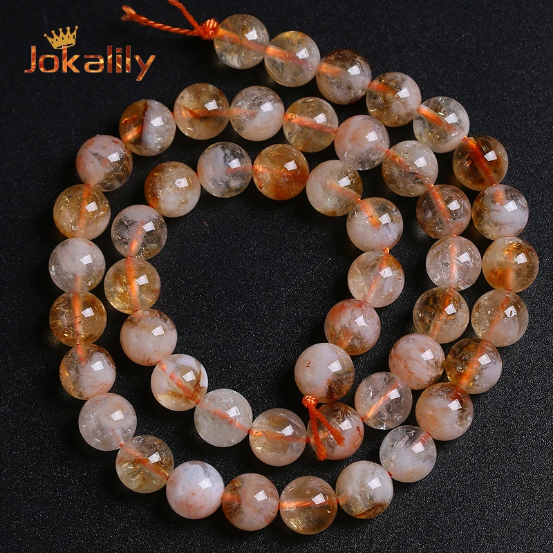Semi-precious Natural Citrine Crystal Stone Beads Yellow Quartz For Jewelry Making Loose Beads DIY Bracelets Necklace 6-10mm 15