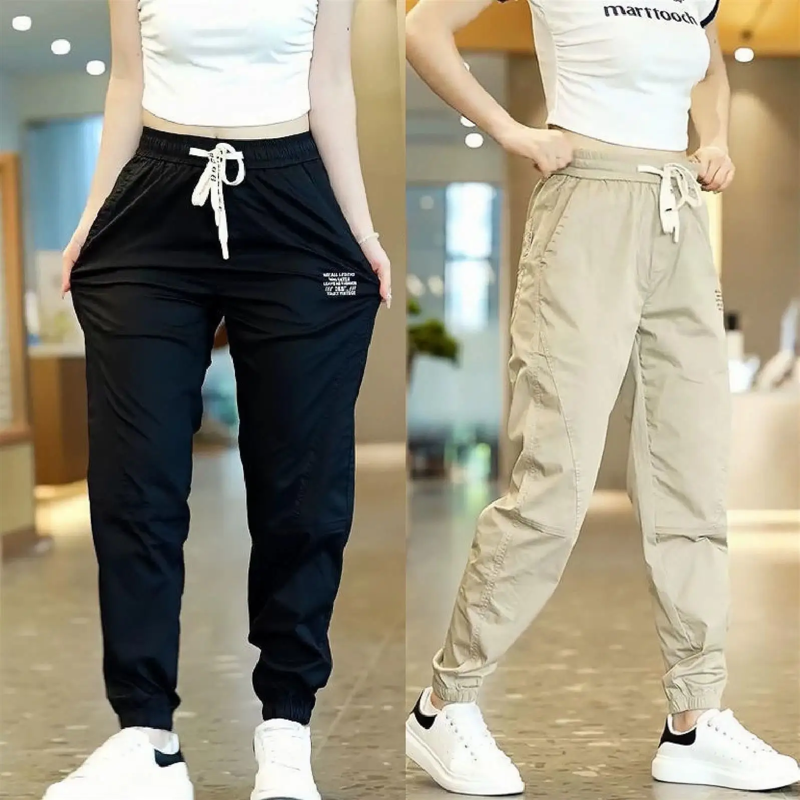 

Ice Silk Loose Cuffed Summer Thin Qui Dry Sports Workwear Long Pants Men's Casual Trousers Youthful Vitali Sle Loose Fit