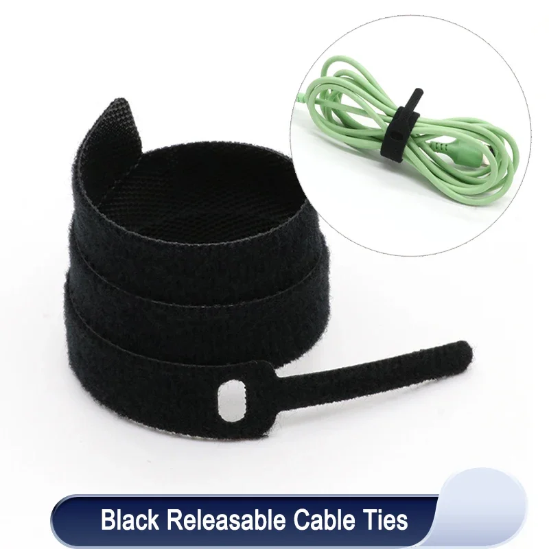 

Wire Organizer Releasable Cable Ties Black 12x15/20/30cm Nylon Hook Loop Straps Wrap Zip Bundle Bandage Tie Plastics Fastening