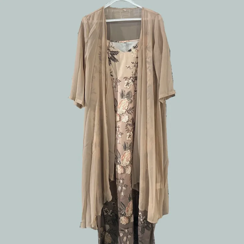 Ele Vintage besticktes Dr-Set, mittlere Taille, Polyesterfaser, regulärer Sve-langer Rock, Sommer-Basic-SLE-Zweiteiler