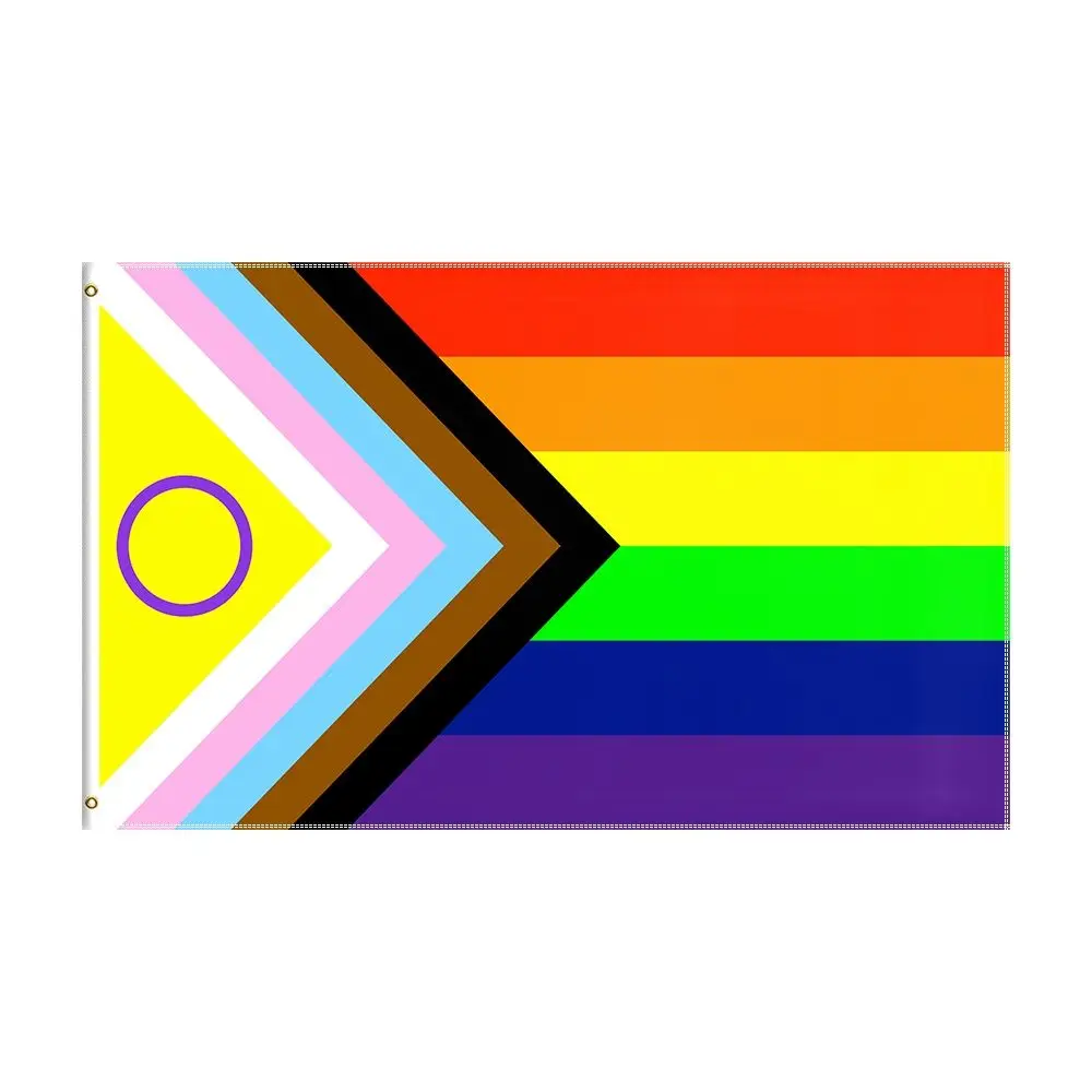 Progress Pride Rainbow Flag 2x3ft 3x5ft Polyester Intersex Inclusive LGBTQ Banner For Parade Ally Support Indoor Outdoor Decor
