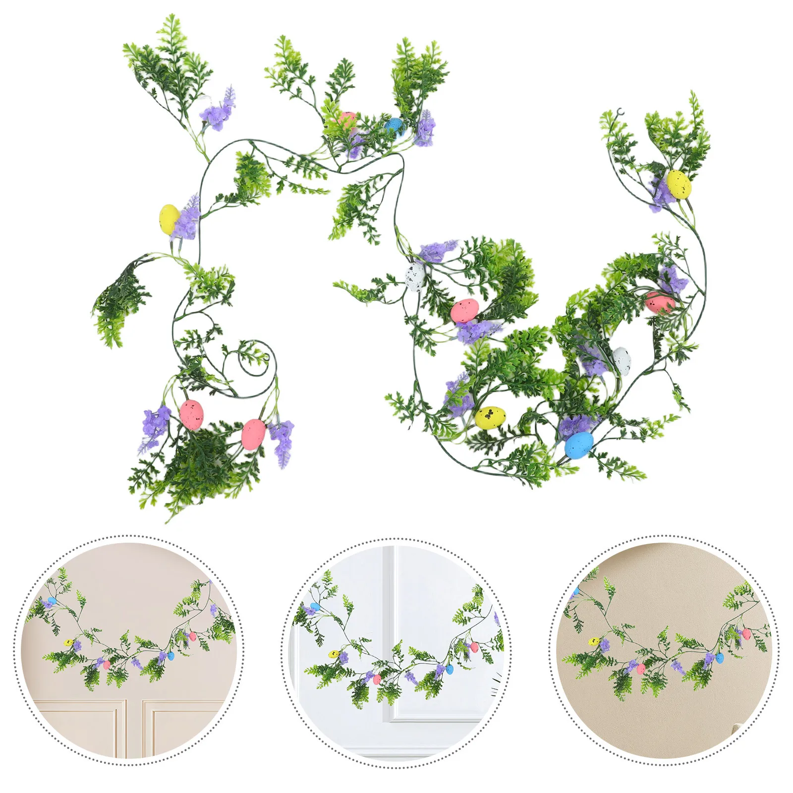 

Easter Egg Garland Faux Greenery Vine Realistic Artificial Hanging Indoor Wall Door Decoration Holiday Decor Room Vines