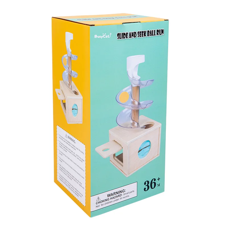 Montessori Toys Baby Early Education Puzzle Rotating Track Rolling Ball Sliding Ball Wooden Tower Toy Set 0-3 Years Old image 3