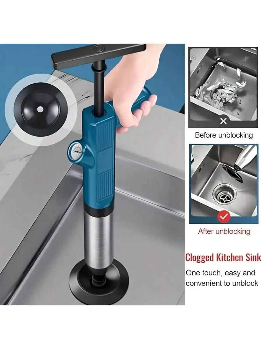 Set stantuffo per WC ad aria ad alta pressione: non sono necessarie batterie, ideale per tubi intasati nel lavello della cucina e il bagno.