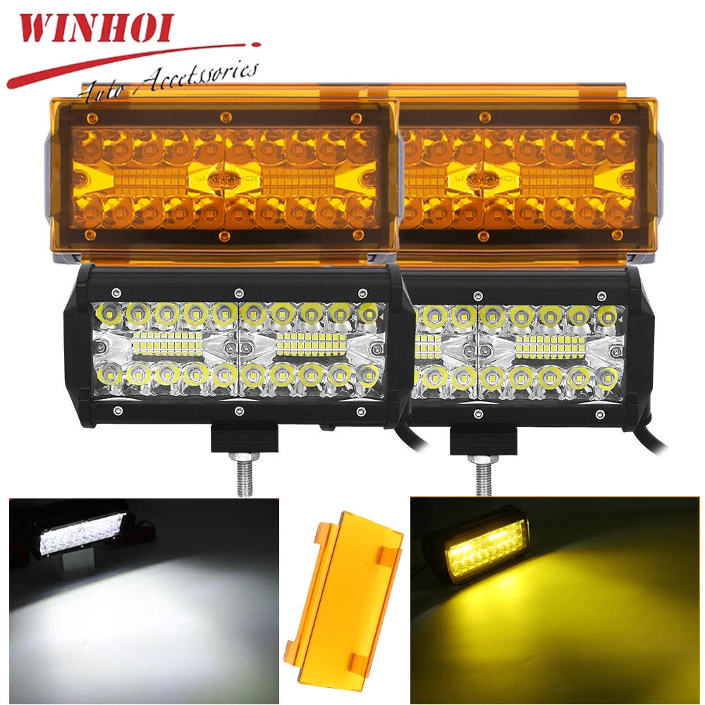 

7inch Led Light Bar Pods White Amber Driving Fog Lamps Spot Flood Combo Car Led Work Light for Offroad 4X4 Truck Trailer ATV UTV