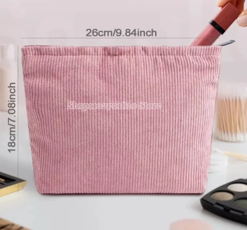 Star Kirbys Corduroy Makeup Bag Cartoon Anime Portable Travel Clutch Bags Casual Retro Simple Women Storage Pouch Birthday Gift