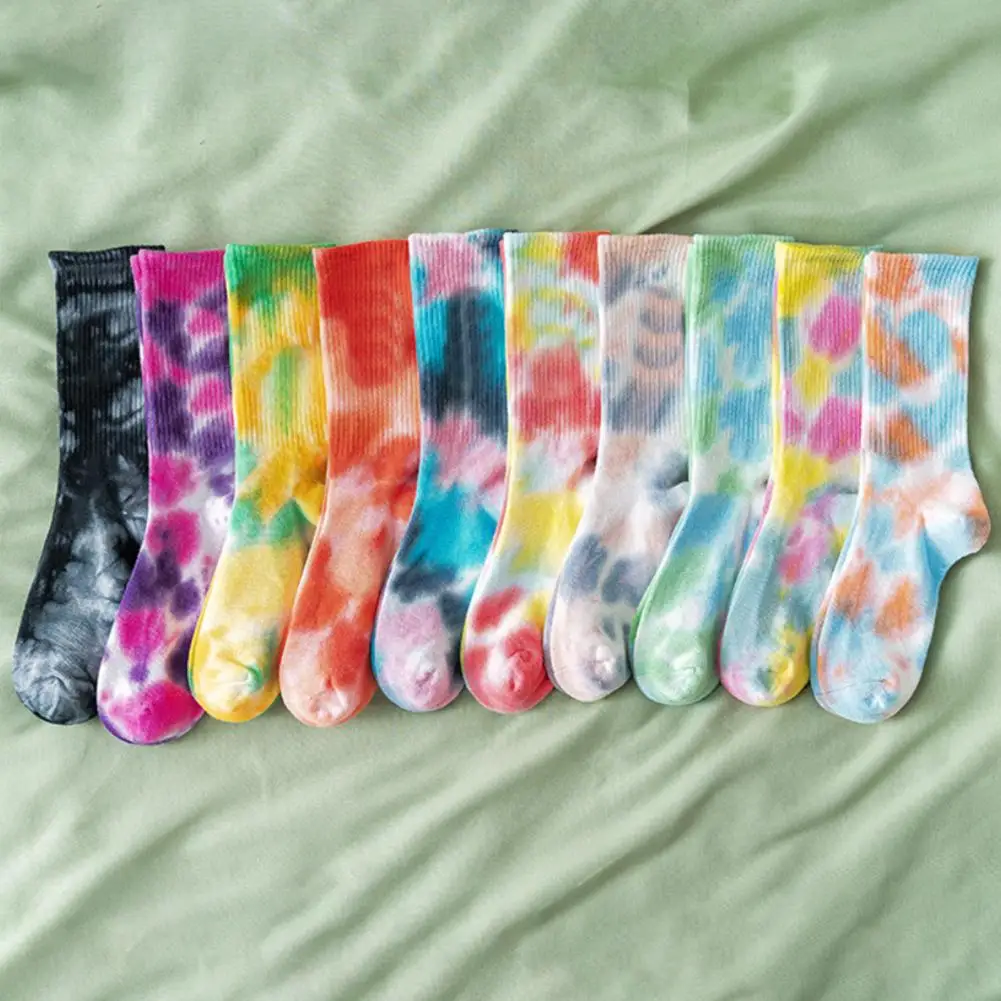 

Women Crew Socks Colorful Tie-dye Unisex Basketball Socks with High Elasticity Anti-slip for Mid-tube for Sweat-absorption