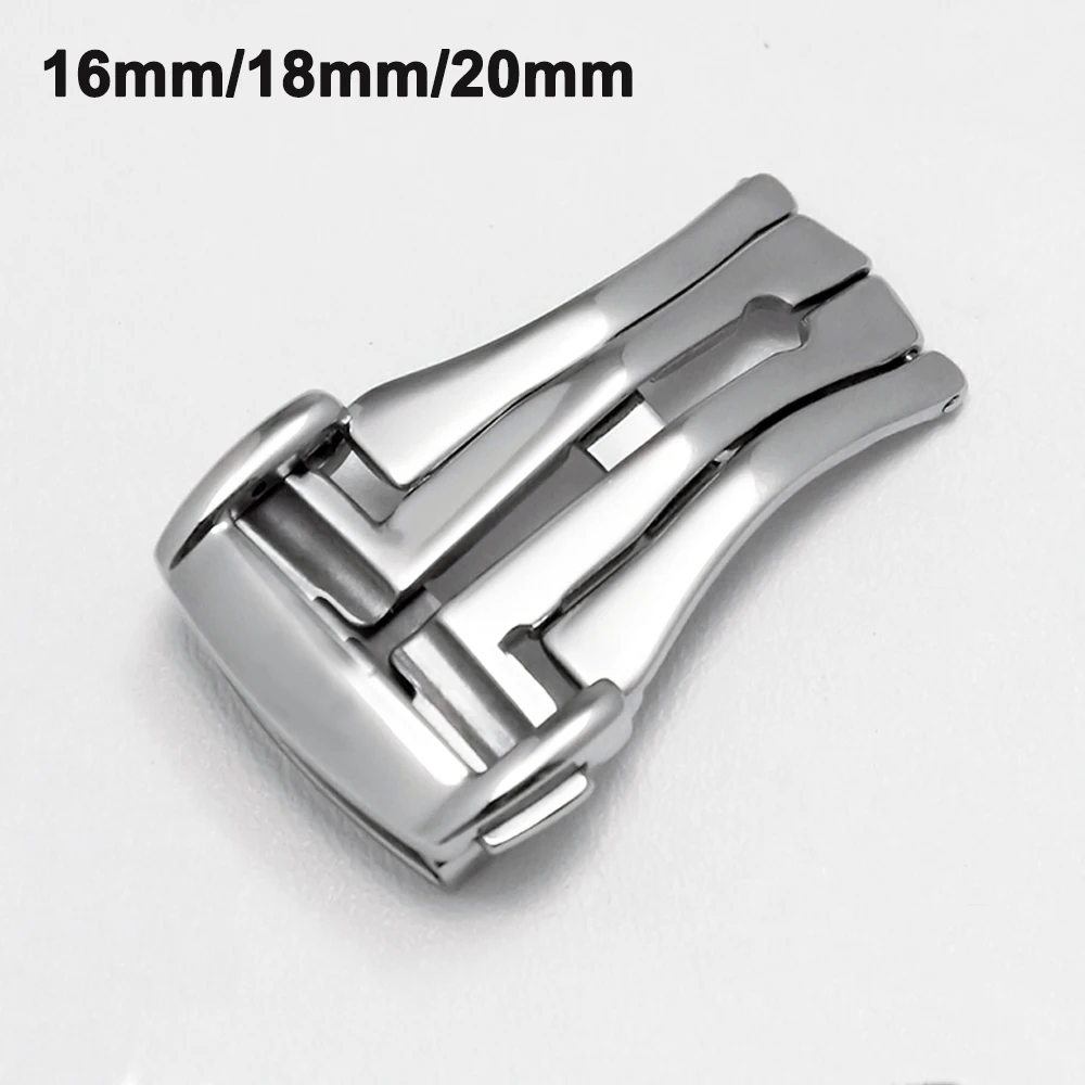 16mm 18mm 20mm Folding Buckle Solid Stainless Steel Clasp Double Press Leather Deployment Buckle Watch Accessories