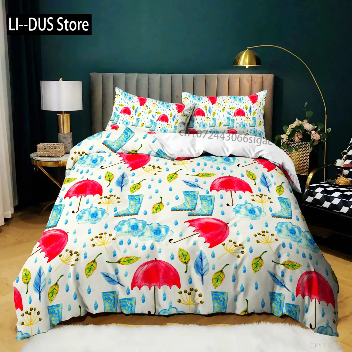 

Pink Duvet Cover Set, Cartoon Umbrellas, Decorative 3 Piece Bedding Set, Queen/King/Full/Twin Size Comforter Cover Quilt Cover