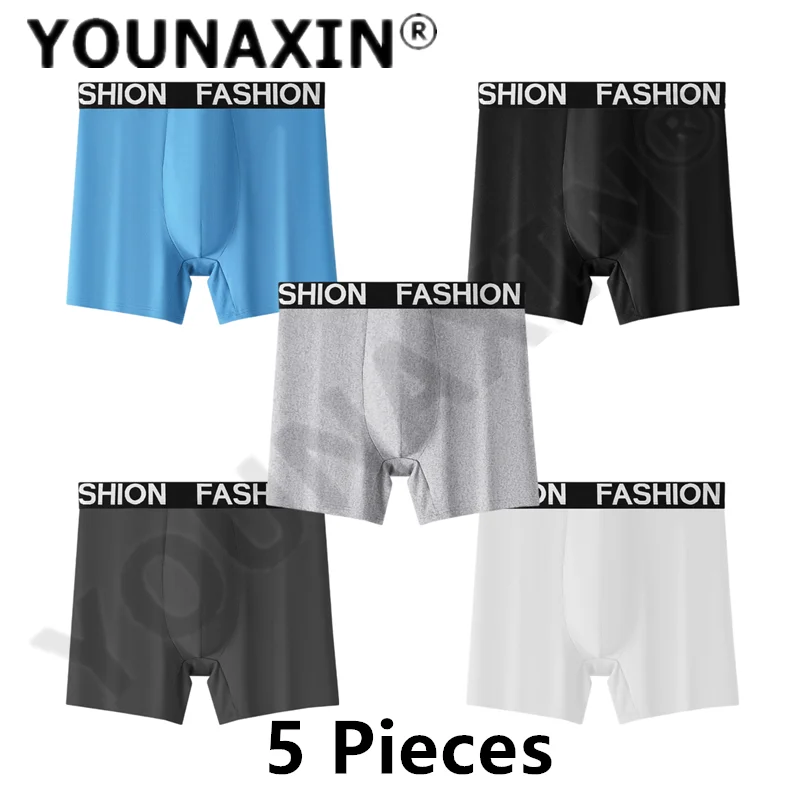 5 Pieces Men Sports Bottom Underwear Boxer Shorts Long Leg Basketball Bottom Undies Trunks Fitness Panties Quick Dry S M L XL